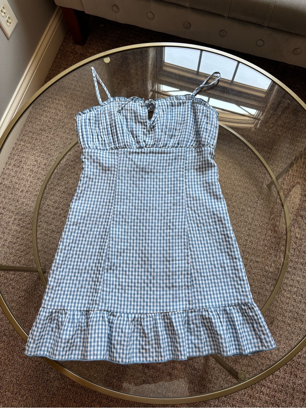 PacSun Blue and White Gingham Mini Dress